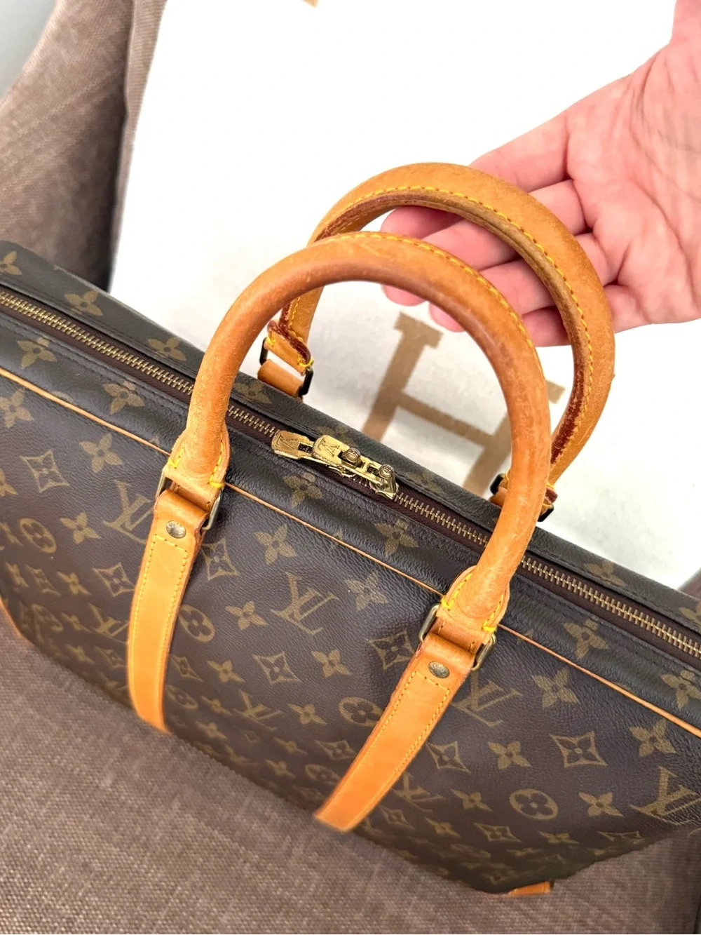 Authentic Louis Vuitton Porte Documents Voyage unisex bag M53361 brown LV